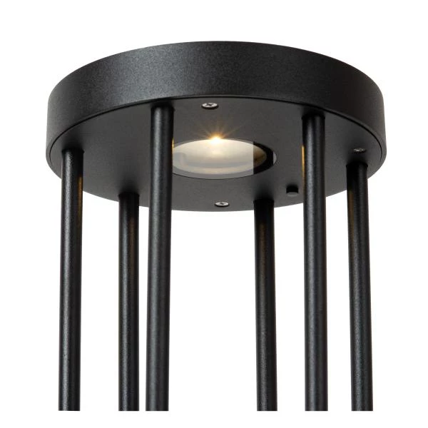 Lucide JACKSON - Borne extérieur- Énergie Solaire - Ø 16 cm - LED Dim to warm - 1x2W 2850K/3150K - IP65 - Détecteur Jour/Nuit - Noir - détail 2